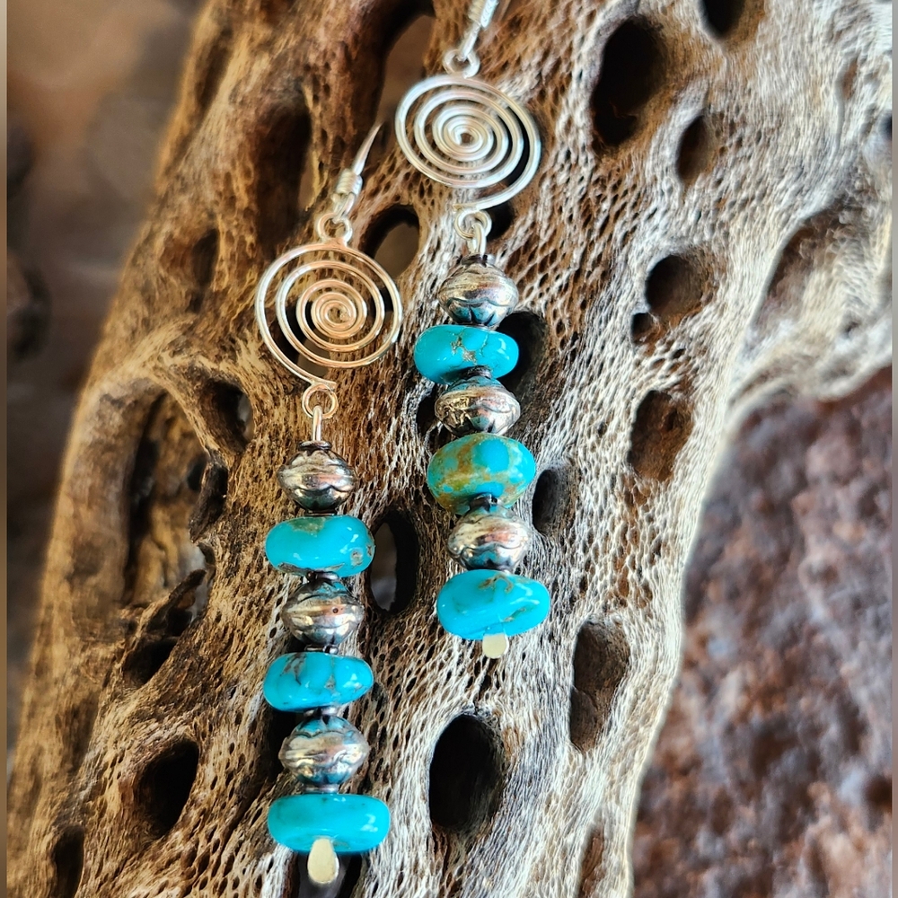 Sterling Silver Genuine Turquoise Earrings